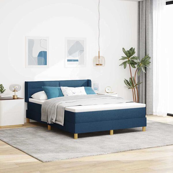 vidaXL Boxspringbett mit Matratze Blau 190 x 140 cm Polyester