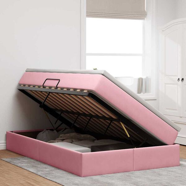 vidaXL Aufbewahrungsbett mit Matratze Rosa 120 x 200 cm Samt
