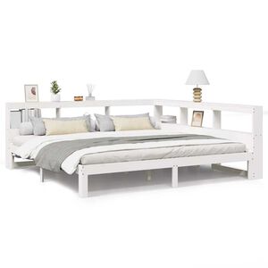 vidaXL Massivholzbett mit Regal ohne Matratze Wei&szlig; 180x200 cm Kiefer