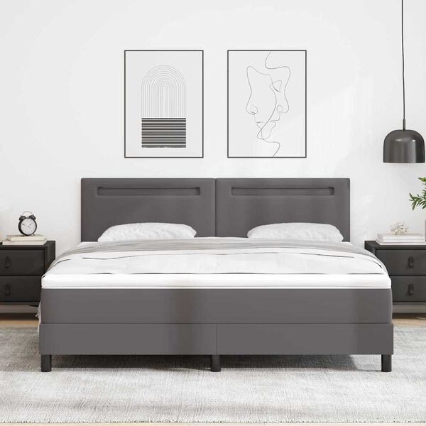 vidaXL Boxspringbett mit Matratze Grau 180 x 200 cm Kunstleder
