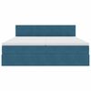 vidaXL Bett mit LED-Lichtleisten Dunkelblau 180 x 200 cm Samt