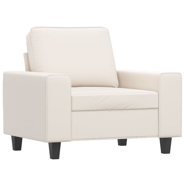 vidaXL Sessel mit Hocker Beige 60 cm Mikrofasergewebe