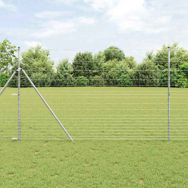 vidaXL Feldzaun Silber 25 x 1,5 m Verzinkter Stahl