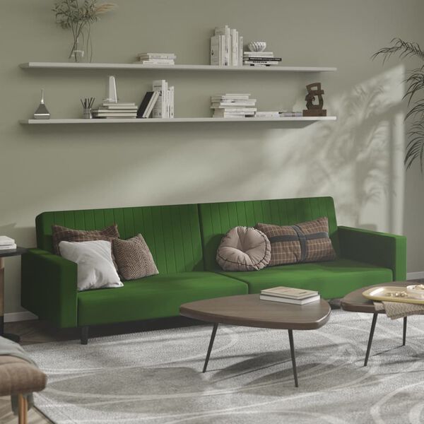 vidaXL Schlafsofa 2-Sitzer Dunkelgr&uuml;n Samt