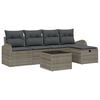 vidaXL Garten-Sofa-Set mit Kissen mit Speicher 6 pcs Grau Poly Rattan