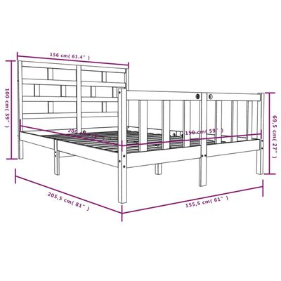 vidaXL Massivholzbett Kiefer 150x200 cm