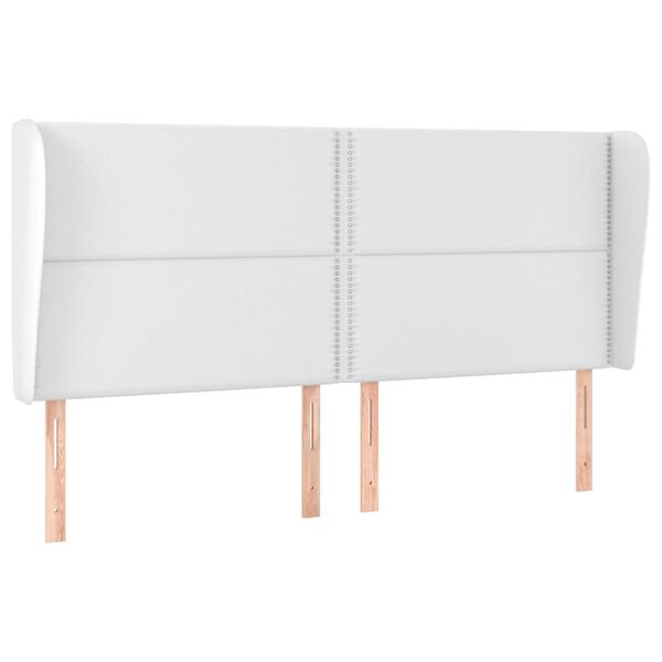 vidaXL Kopfteil mit Ohren Wei&szlig; 203x23x118/128 cm Kunstleder