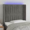 vidaXL LED Kopfteil Hellgrau 93x16x118/128 cm Samt