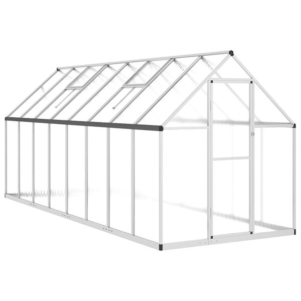 vidaXL Gew&auml;chshaus mit Fundamentrahmen Silber 445x169x195cm Aluminimum