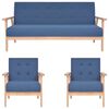 vidaXL 3-tlg. Sofagarnitur Stoff Blau
