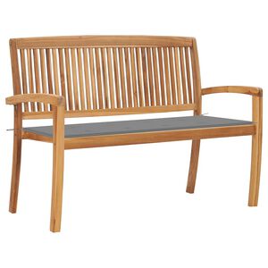 vidaXL Stapelbare Gartenbank mit Auflage 128,5 cm Massivholz Teak