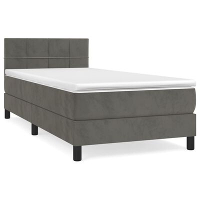 vidaXL Boxspringbett mit Matratze Dunkelgrau 80x200 cm Samt