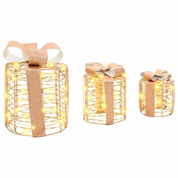 vidaXL Geschenkbox Dekoration 3 pcs Warmweiß 20 x 20 x 20 cm Haustier