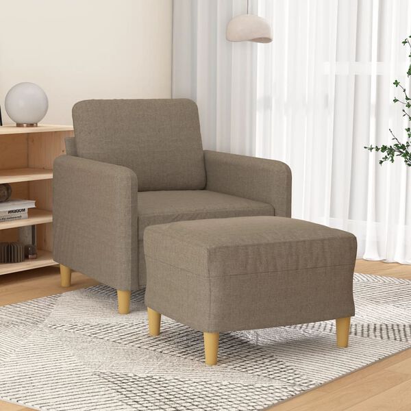 vidaXL Sessel mit Hocker Taupe 60 cm Stoff