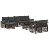 vidaXL Gartensofa-set 10 Stk. Grau und Dunkelgrau Poly-Rattan