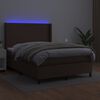 vidaXL Boxspringbett mit Matratze & LED Braun 140x200 cm Kunstleder