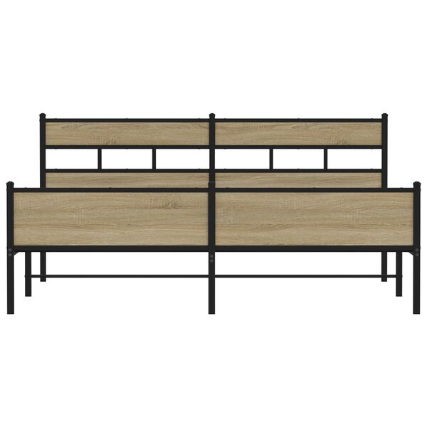 vidaXL Metallbett ohne Matratze Sonoma-Eiche 200x200 cm