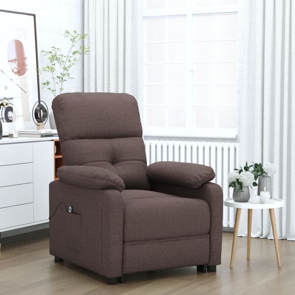 vidaXL Aufstehsessel Dunkelbraun Stoff