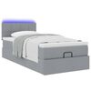 vidaXL Ottoman-Bett mit Matratze & LEDs Hellgrau 90x190 cm Stoff
