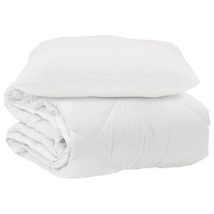 vidaXL Bettdecke mit Kissen 2 pcs Wei&szlig; Mikrofaser