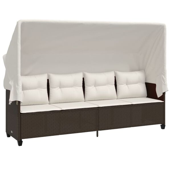 vidaXL 5-tlg. Garten-Sofagarnitur mit Kissen Braun Poly Rattan