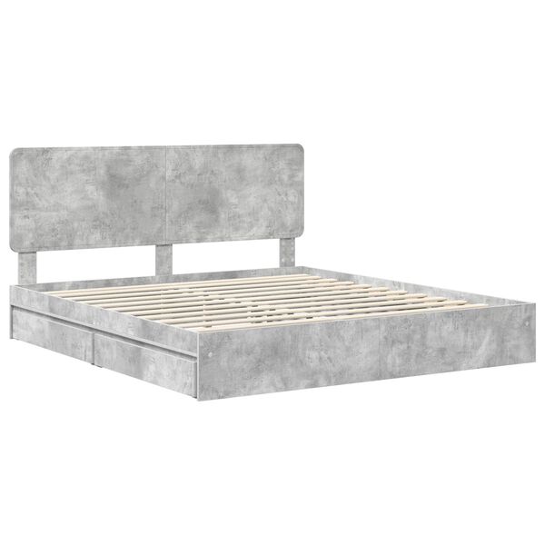 vidaXL Aufbewahrungsbett Beton Grau 200 x 200 cm Holzwerkstoff