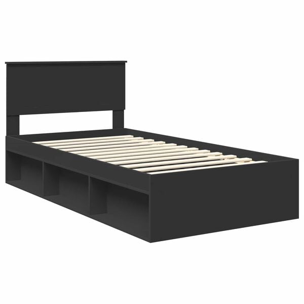 vidaXL Bettrahmen Schwarz 100 x 200 cm Massives Kiefernholz