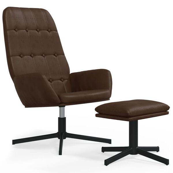 vidaXL Relaxsessel mit Hocker Gl&auml;nzend Braun Kunstleder