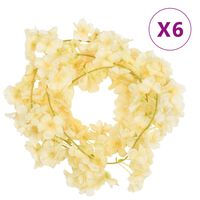 vidaXL Künstliche Blumengirlanden 6 Stk. Champagner 180 cm