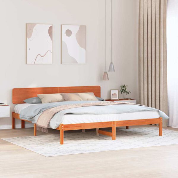 vidaXL Bettrahmen Wachsbraun 180 x 200 cm Massives Kiefernholz