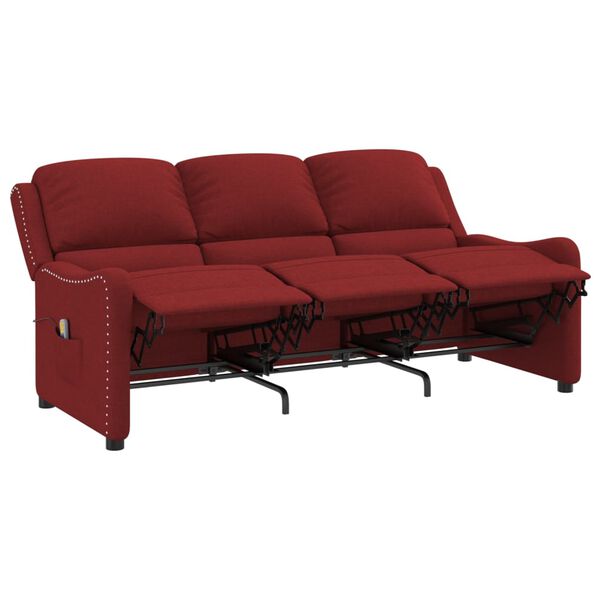 vidaXL 3-Sitzer Massagesessel Weinrot Stoff