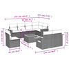 vidaXL 9-tlg. Garten-Sofagarnitur mit Kissen Schwarz Poly Rattan