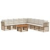 vidaXL Gartensofa-set 10 stk. Nat&uuml;rlich und Cremwei&szlig; Poly-Rattan