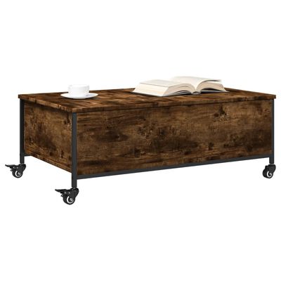 vidaXL Couchtisch mit Rollen Räuchereiche 91x55x34 cm Holzwerkstoff