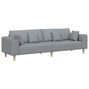 vidaXL Sofa mit Kissen Hellgrau 250 x 77 x 76 cm Stoff
