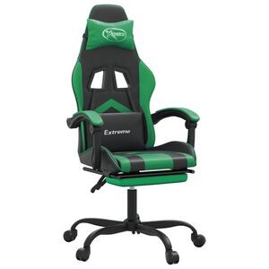 vidaXL Gaming-Stuhl mit Fu&szlig;st&uuml;tze Drehbar Schwarz & Gr&uuml;n Kunstleder