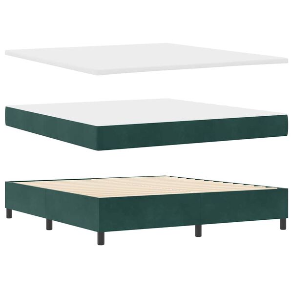 vidaXL Boxspringbett mit Matratze Dunkelgr&uuml;n 200 x 180 cm Polyester