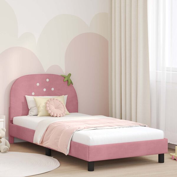 vidaXL Kinderbettgestell mit Kopfteil Rosa 80 x 200 cm Samt