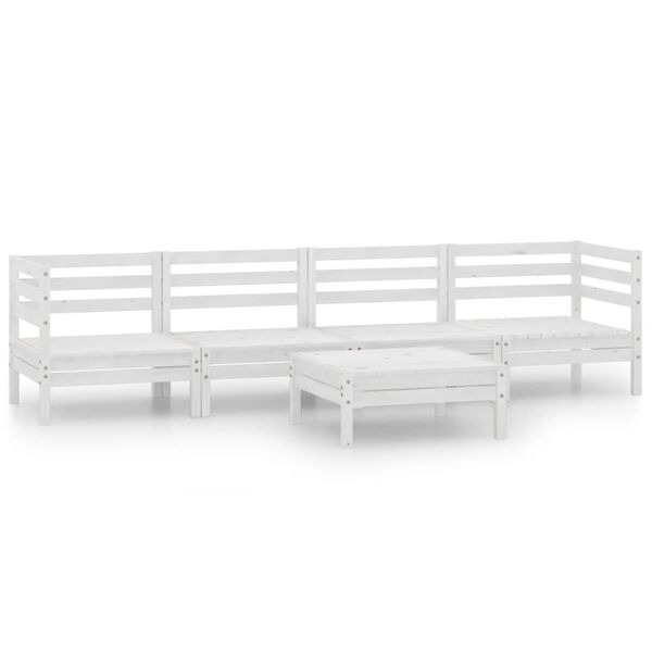 vidaXL 5-tlg. Garten-Lounge-Set Wei&szlig; Kiefer Massivholz