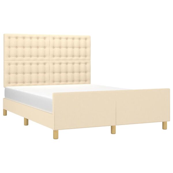 vidaXL Bettgestell ohne Matratze Creme 140x190 cm Stoff