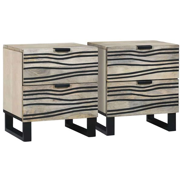 vidaXL Nachttisch 2 pcs Wei&szlig; und Schwarz 40 x 33 x 46 cm