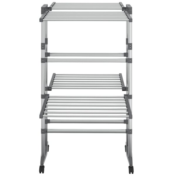 vidaXL W&auml;schest&auml;nder 2 Etagen mit Rollen Silbern 60x70x106 cm