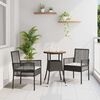 vidaXL Garten Essgruppe 3 pcs Schwarz Poly-Rattan