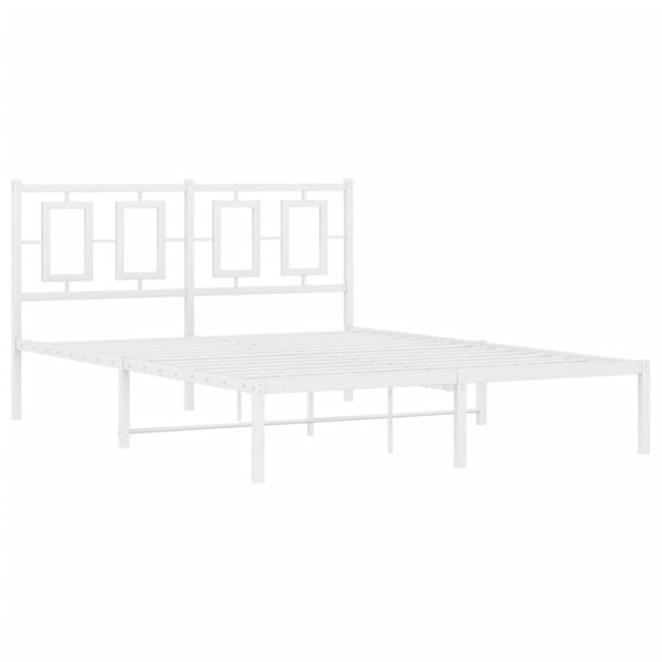 vidaXL Bettgestell mit Kopfteil Metall Wei&szlig; 135x190 cm