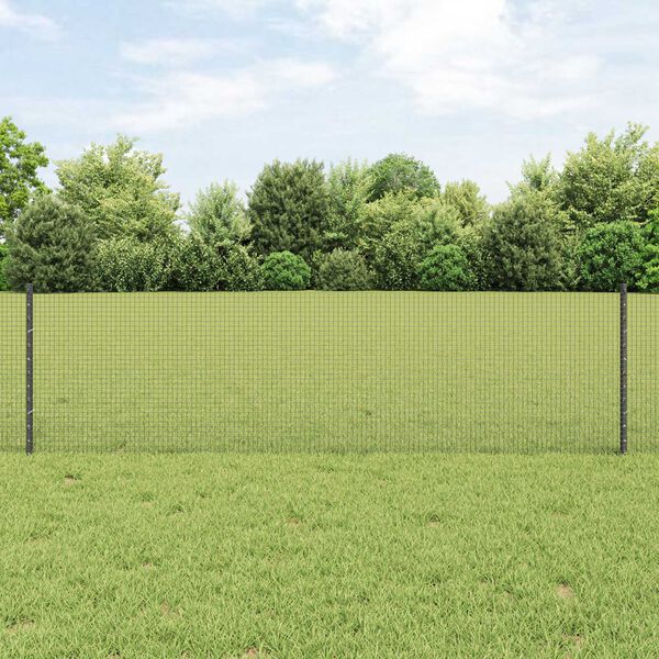 vidaXL Zaun mit Pfosten Grau 0,6 x 50 m Stahl und PVC
