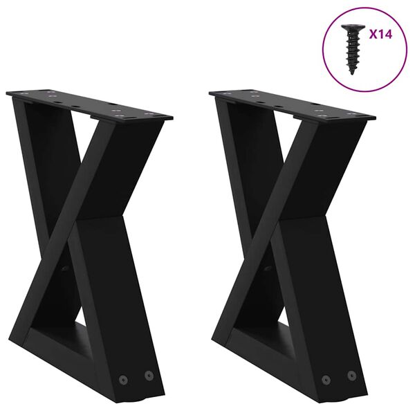 vidaXL Couchtischbeine 2 Stk. Schwarz 30x(30-31,3) cm Stahl