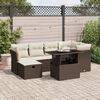 vidaXL 7-tlg. Garten-Sofagarnitur mit Kissen Braun Poly Rattan