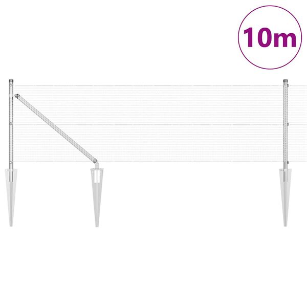 vidaXL Zaunpfosten Silber 10 x 0,8 m (12 x 12 mm Maschendraht) Stahl