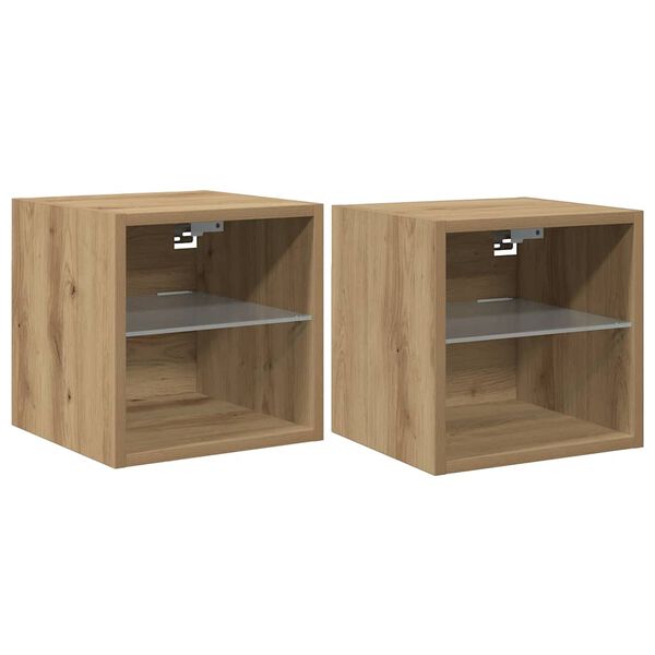 vidaXL TV-Wandschr&auml;nke mit LED-Leuchten 2 Stk. Artisan-Eiche