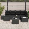 vidaXL Garten-Sofa-Set mit Kissen 6 pcs Schwarz Poly-Rattan